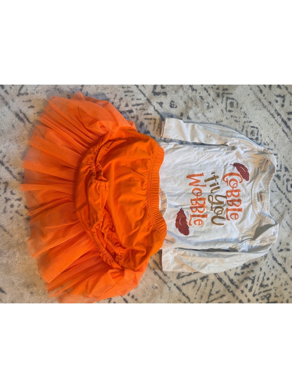 Carter's 6-9 Months Thanksgiving Outfit with Orange Tutu Skirt and Long Sleeve '